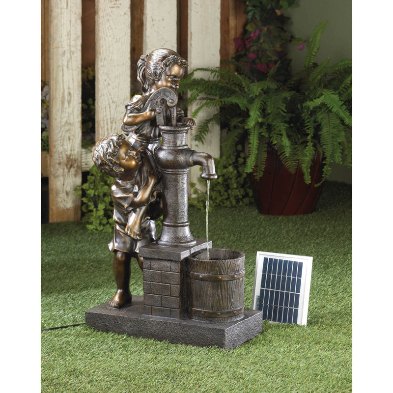 resin solar outdoor fountain with light